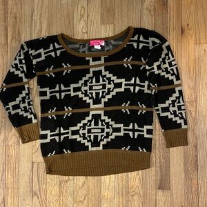 Aztec-Inspired Black and Brown Sweater